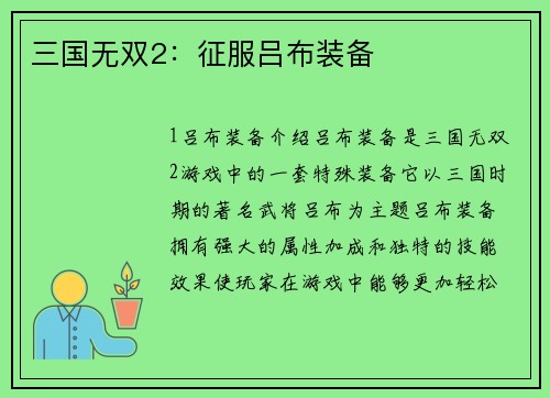 三国无双2：征服吕布装备